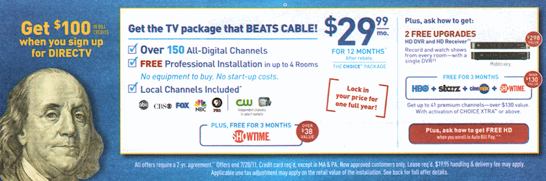 Save $100 on DIRECTV